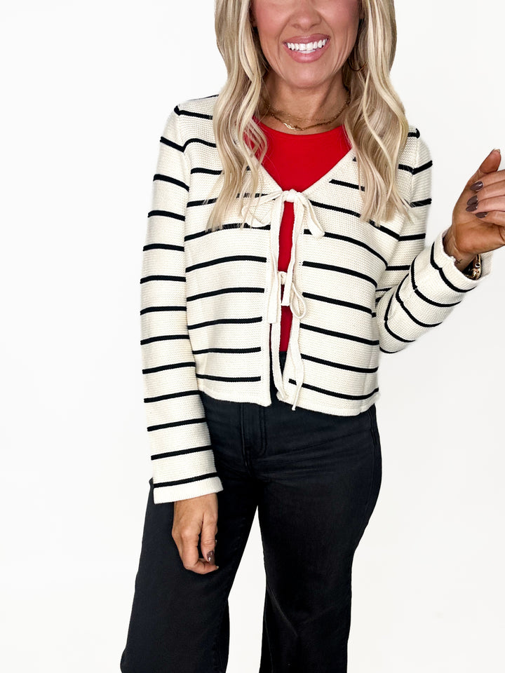 The Striped Bow Cardigan