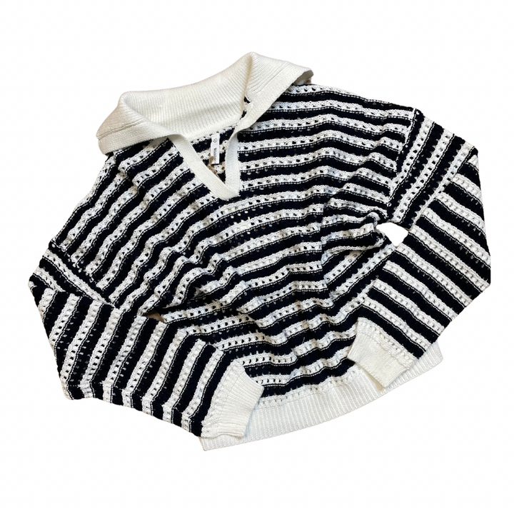 Beachy Striped Open-Knit Sweater