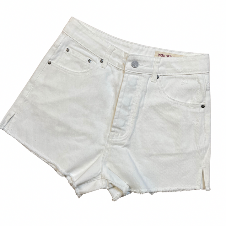 Charlotte Distressed Denim Shorts - White