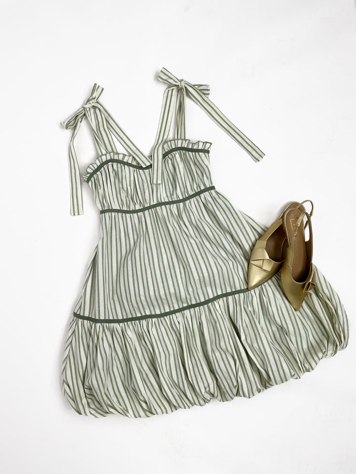 Coastal Stripe Sundress- Eucalyptus