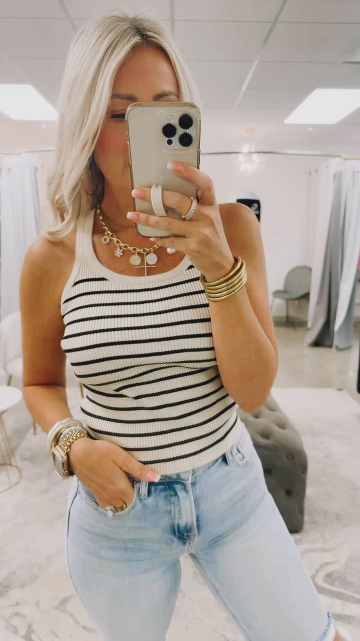 Modern Stripe Ribbed Tank